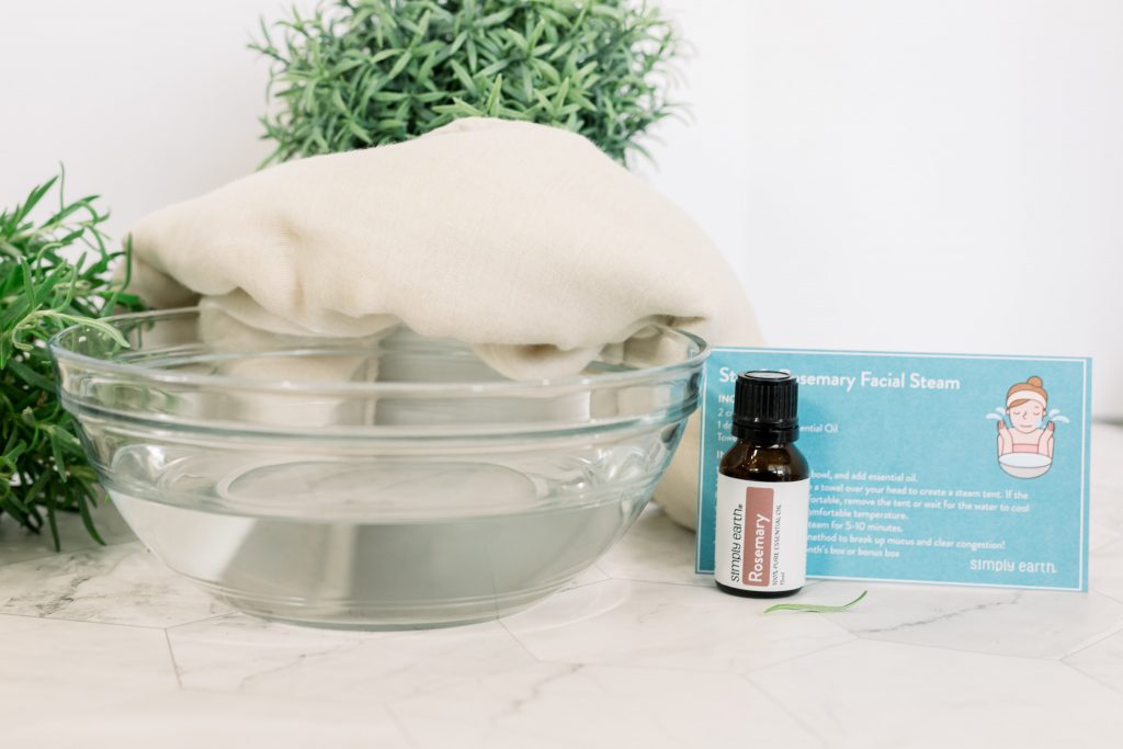At-Home Facial Steaming with Rosemary Essential Oil