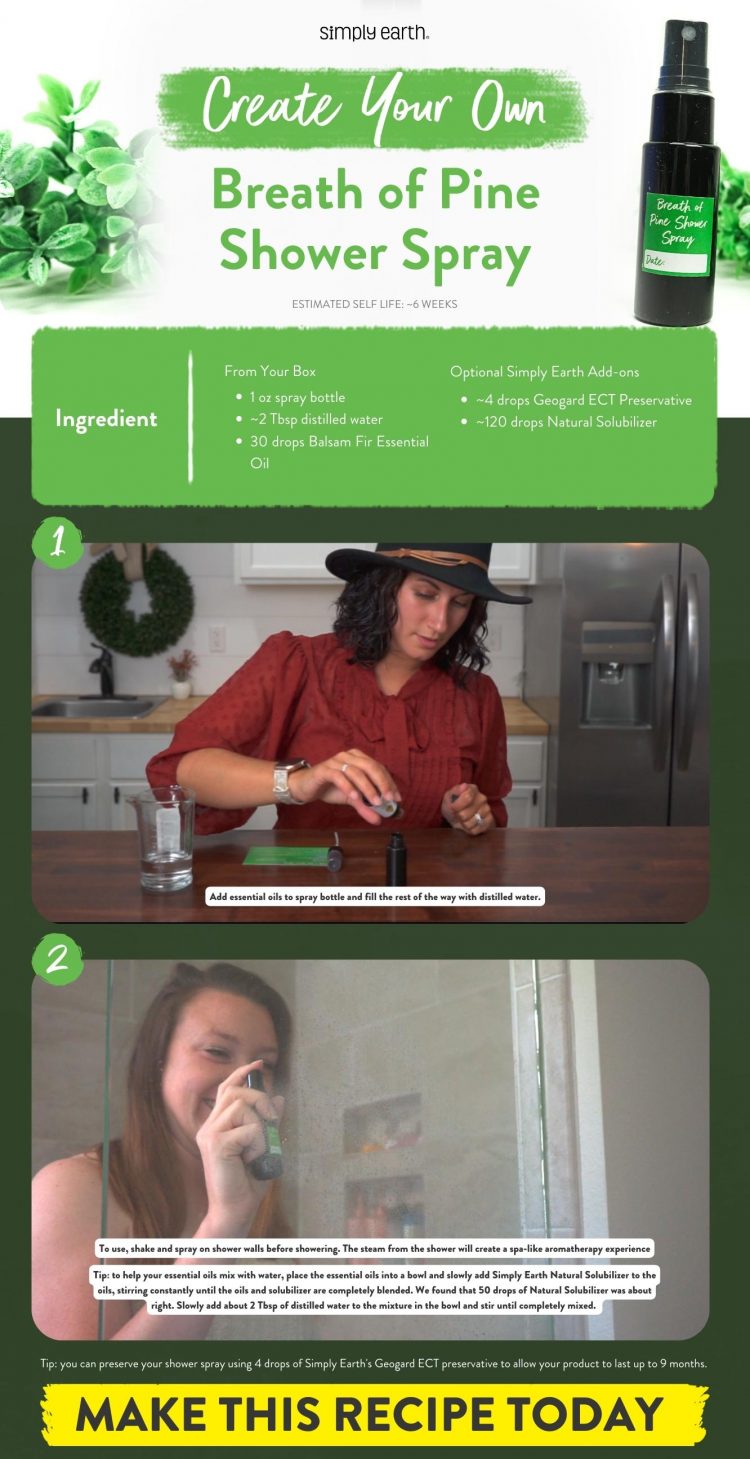 Multipurpose Breath of Pine Shower Spray Recipe Simply Earth Blog