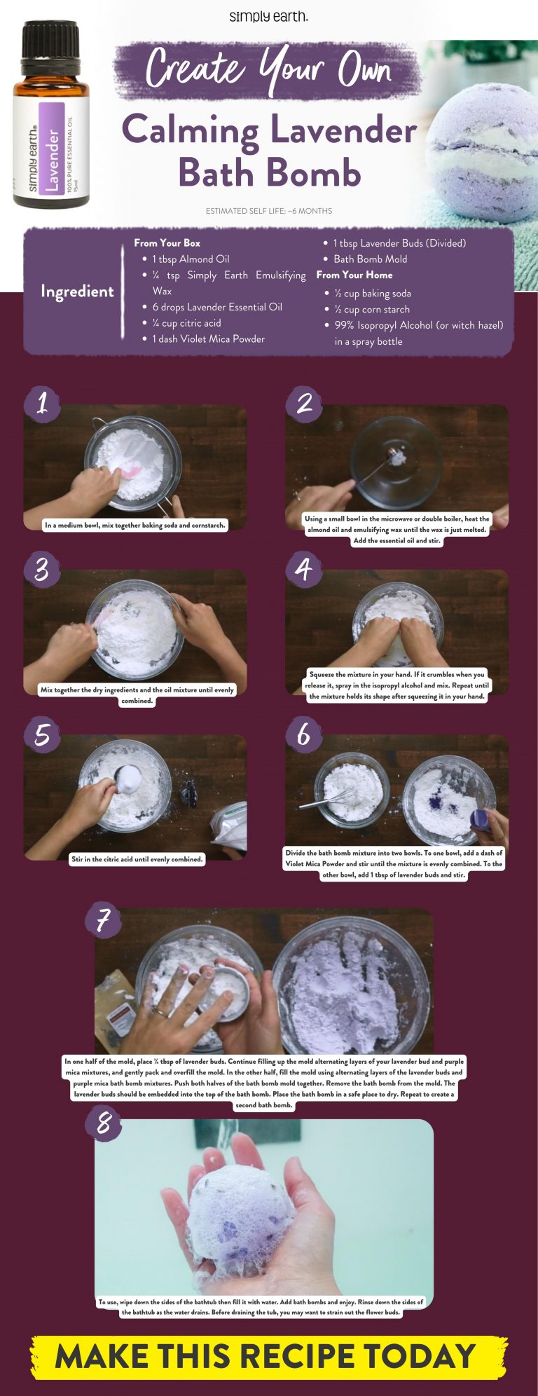 Calming Lavender Bath Bomb Recipe + Secret Ingredient Simply Earth Blog