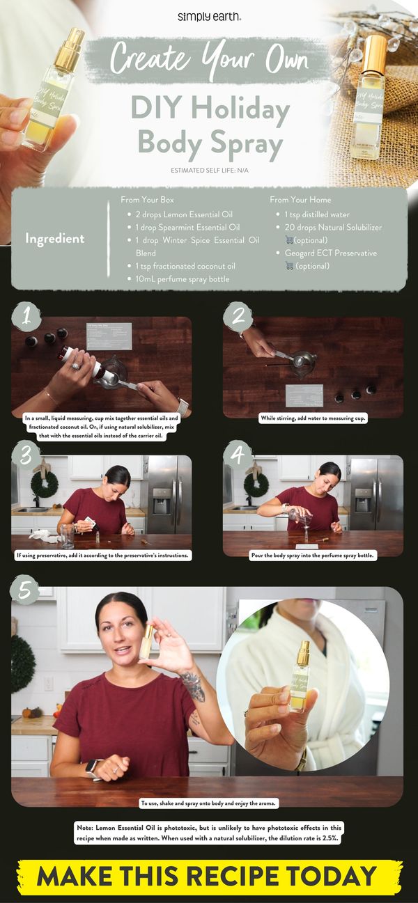 DIY Natural Body Spray Recipe for the Holidays Simply Earth Blog