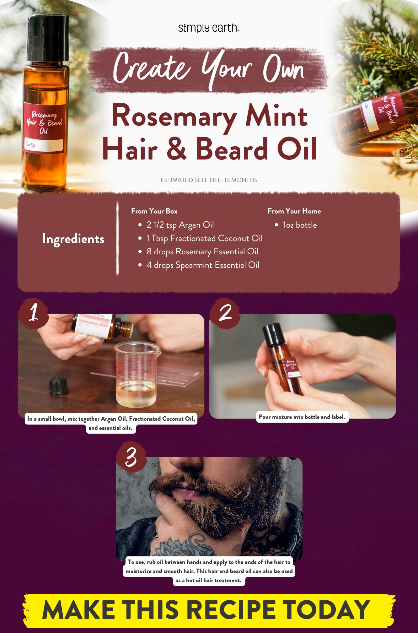 Rosemary Mint Hair & Beard Oil for Scalp and Hair - Simply Earth Blog