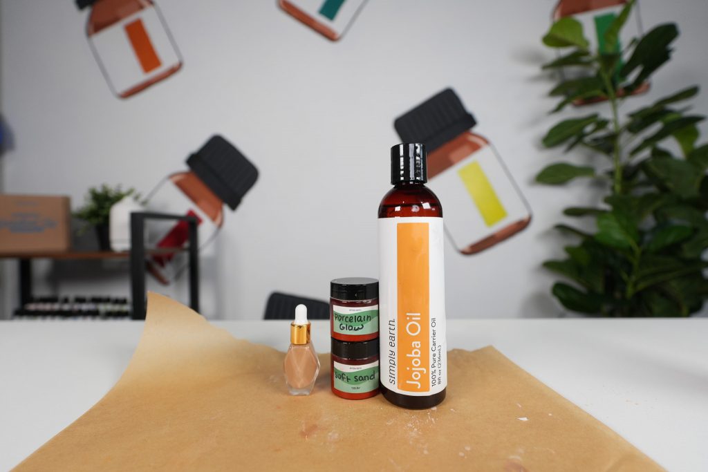 DIY makeup with natural ingredients shown beside it